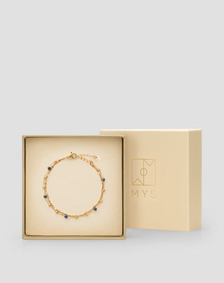 Gold plated stainless steel bracelet with lapis lazuli Mys - 4