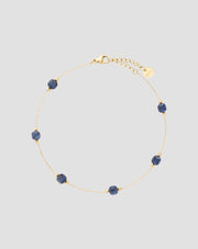 Gold plated stainless steel ankle bracelet with lapis lazuli Mys_3