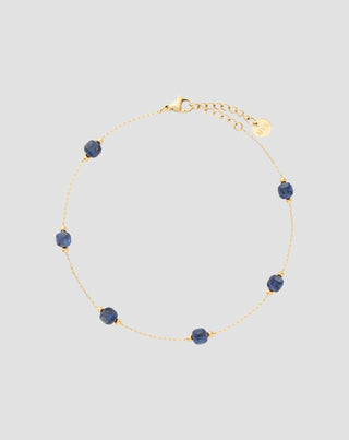 Gold plated stainless steel ankle bracelet with lapis lazuli Mys_3 - 1