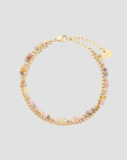 Gold plated bracelet with natural stones pink and lemon jade Mys