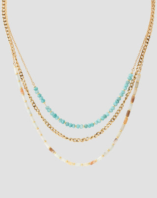 Gold-plated stainless steel necklace with African turquoise and amazonite Mys_3 - 4