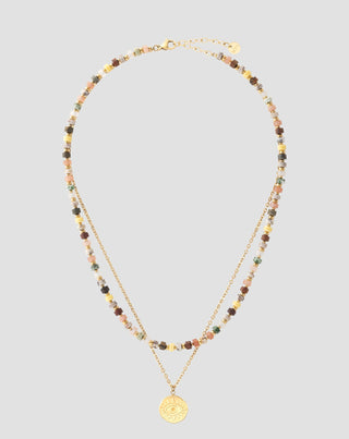 Gold plated necklace with natural stones agate, maifan, jasper, jade and aventurine Mys - 6