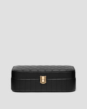 Large jewelry box with compartments, rollers and mirror, black Mys